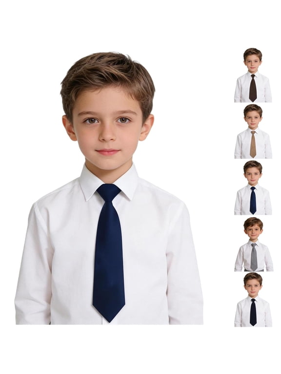Boys Ties Neckties Solid Color Kids Necktie Adjustable Woven Formal Kids Tie Wedding School Graduation blue