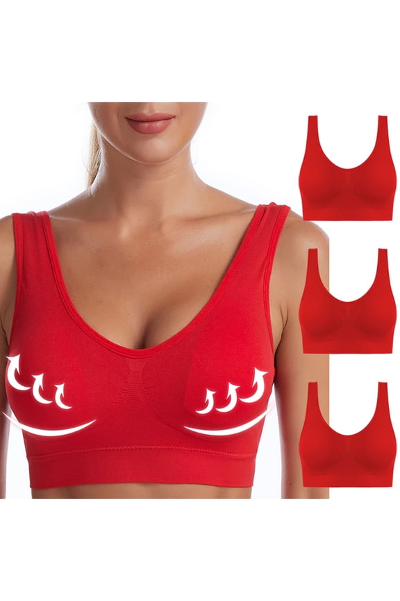 qolati Breathable Cool Liftup Bra, 2024 Plus Size Bra Seamless No Steel Ring Breathable and Comfortable Mesh Sports Bra for Women 3 Pack