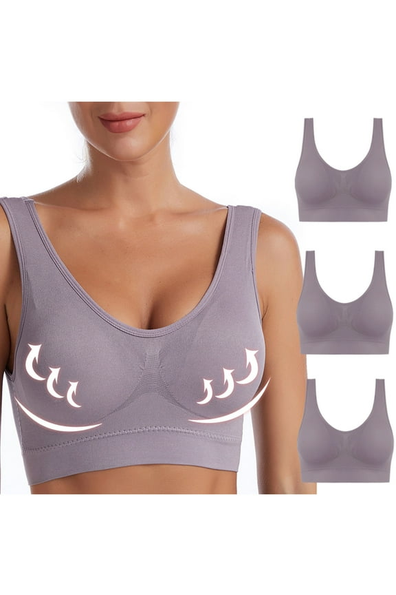 qolati Breathable Cool Liftup Bra, 2024 Plus Size Bra Seamless No Steel Ring Breathable and Comfortable Mesh Sports Bra for Women 3 Pack