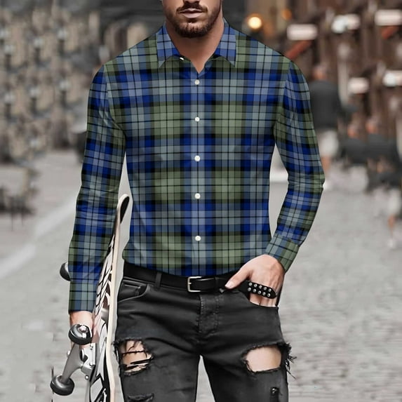 qolati Button Up Shirts for Men Classic Fit Long Sleeve Dress Work Shirts Lightweight Casual Regular Fit Fall Plaid Shirts
