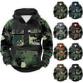 thumbnail image 1 of qolati Camouflage Hoodies for Men Color Block Lightweight Quater Zip Pullover Tops Vintage Sweatshirt Casual Long Sleeve Cargo Hoodies with Pockets Gray XL, 1 of 4