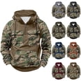 thumbnail image 1 of qolati Camouflage Hoodies for Men Color Block Lightweight Quater Zip Pullover Tops Vintage Sweatshirt Casual Long Sleeve Cargo Hoodies with Pockets L, 1 of 4