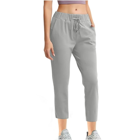 qolati Capri Sweatpants for Women Causal Drawstring Elastic Waisted Workout Running Crop Pants Stretchy Athletic Slim Fit Lounge Joggers Pants with Pockets