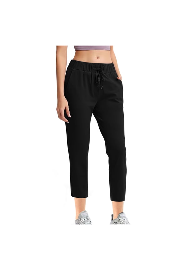 Capri Sweatpants for Women Causal Drawstring Elastic Waisted Workout Running Crop Pants Stretchy Athletic Slim Fit Lounge Joggers Pants with Pockets