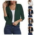 thumbnail image 1 of qolati Cardigan for Women Classic Fit Open Front Solid Knit Crop Blouse Tops Outwear Lightweight Casual Business Work Cardigans Jackets, 1 of 6