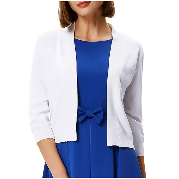qolati Cardigan for Women Classic Fit Solid Color Knitted Cropped Sweater Outwear Lightweight Casual Open Front Cardigans Jackets
