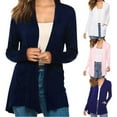 thumbnail image 1 of qolati Cardigans for Women 2023 Solid Color Long Sleeve Cardigan Outwear Lightweight Casual Open Front Blouse Tops Jackets with Pockets, 1 of 7