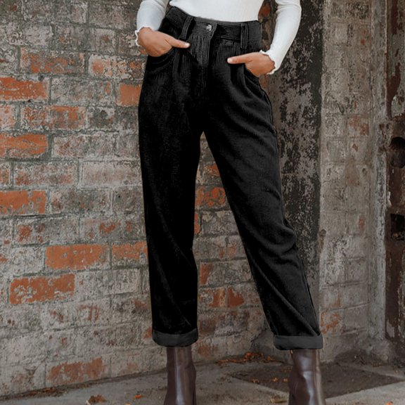 qolati Cargo Pants Women High Waist Straight Wide Leg Lounge Jogger Trousers Fall Winter Loose Fit Work Palazzo Pants
