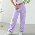 thumbnail image 1 of qolati Cargo Pants Women High Waisted Straight Wide Leg Joggers Pants Y2k Baggy Elastic Waist Drawstring Streetwear Sweatpants with Pockets, 1 of 4
