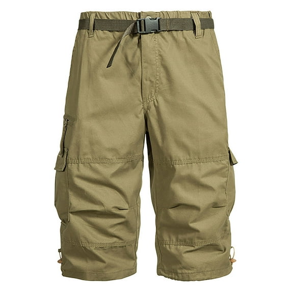 qolati Cargo Shorts for Men Classic Fit Elastic Waist Summer Shorts Casual Outdoor Work Pants Knee Length Hiking Shorts with Pockets