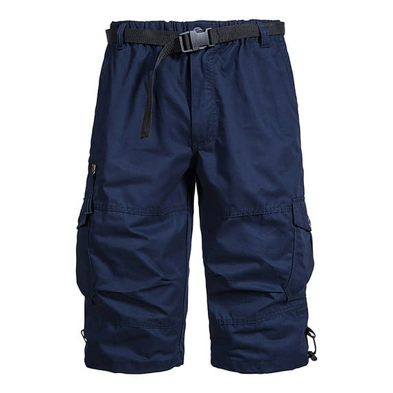 qolati Cargo Shorts for Men Classic Fit Elastic Waist Summer Shorts Casual Outdoor Work Pants Knee Length Hiking Shorts with Pockets