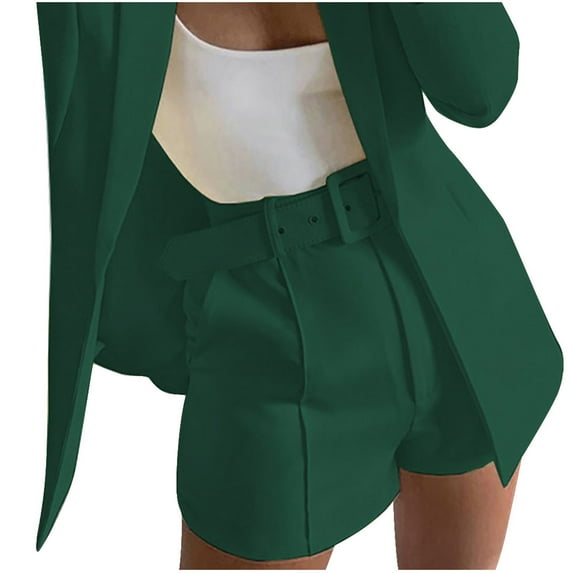 qolati Cargo Shorts for Women Dressy Summer High Waisted Business Work Shorts Casual Pleated Suit Tailored Shorts with Pockets