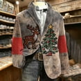 thumbnail image 1 of qolati Christmas Blazer for Men Vintage Corduroy Suit Jacket Xmas Graphic One Button Holiday Party Jackets Work Blazers with Pockets Brown M, 1 of 7