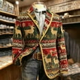 thumbnail image 1 of qolati Christmas Blazer for Men Vintage Corduroy Suit Jacket Xmas Graphic One Button Holiday Party Jackets Work Blazers with Pockets Red S, 1 of 7