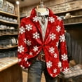 thumbnail image 1 of qolati Christmas Blazer for Men Vintage Corduroy Suit Jacket Xmas Graphic One Button Holiday Party Jackets Work Blazers with Pockets Red XL, 1 of 7