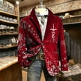 thumbnail image 1 of qolati Christmas Blazer for Men Vintage Corduroy Suit Jacket Xmas Graphic One Button Holiday Party Jackets Work Blazers with Pockets Red XXXXL, 1 of 7