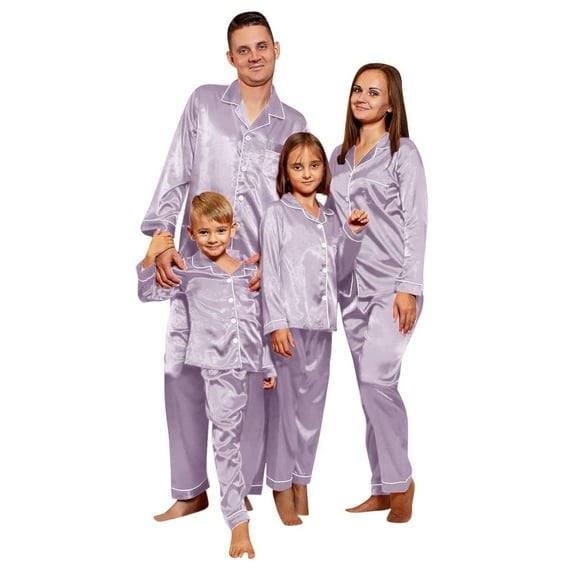 qolati Christmas Pajamas for Family Silk Satin Long SleeveButton Down Pjs Set Festival Party Sleepwear Family Christmas Pajamas Matching Sets