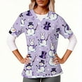 thumbnail image 1 of qolati Christmas Scrub Tops Women Oversized Snowflake V Neck Short Sleeve T Shirts Casual Nursing Work Shirts Xmas Print Holiday Tops with Pockets, 1 of 6