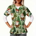thumbnail image 1 of qolati Christmas Scrub Tops Women Oversized Snowflake V Neck Short Sleeve T Shirts Casual Nursing Work Shirts Xmas Print Holiday Tops with Pockets, 1 of 6