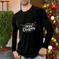 thumbnail image 1 of qolati Christmas Shirts for Men Merry Christmas Letter Print Crewneck T-Shirts Xmas Tree Santa Graphic Holiday Vacation Long Sleeve Blouse Tops Black M, 1 of 4