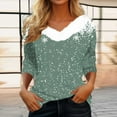 thumbnail image 1 of qolati Christmas Shirts for Women Holiday Loose Casual V Neck T Shirt 2024 Red Wine Glass Graphic Long Sleeve Party Xmas Fleece Collar Tops, 1 of 5