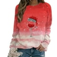 qolati Christmas Sweatshirts for Women 2024 Red Wine Glass Graphic
