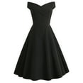thumbnail image 1 of qolati Cocktail Dresses for Women Boatneck Sleeveless Swing Vintage 1950s Party Club Dress Elegant Off The Shoulder Pleated A Line Wedding Guset Dresses, 1 of 3