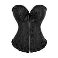 thumbnail image 1 of qolati Corset Tops for Women Vintage Strapless Bustier Corset Top Halloween Zipper Push Up Boned Shapewear Lace Waist Cincher Bodysuits Black M, 1 of 2