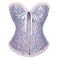 thumbnail image 1 of qolati Corset Tops for Women Vintage Strapless Bustier Corset Top Halloween Zipper Push Up Boned Shapewear Lace Waist Cincher Bodysuits Blue M, 1 of 2