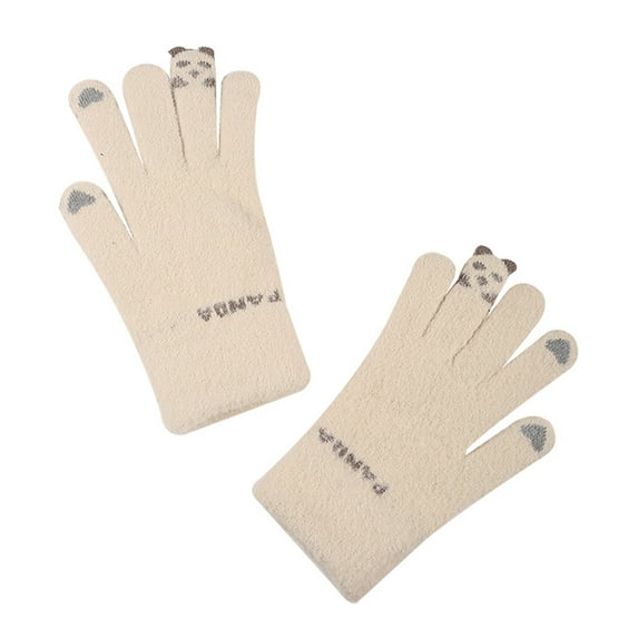 qolati Cute Winter Gloves for Women Thermal Soft Warm Gloves for Girls with Elastic Cuff Windproof Knitted Ski Snow Mittens