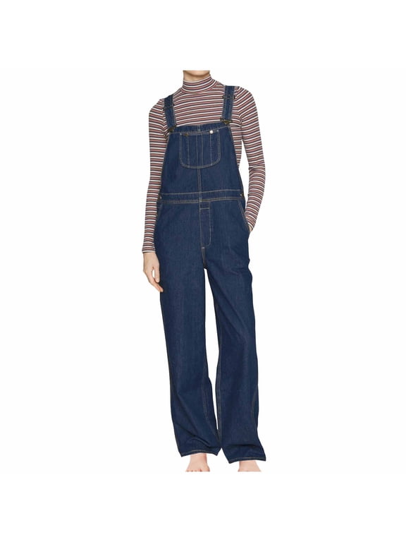 Denim Overalls for Women Stretch Straight Wide Leg Jeans Overall Regular Fit Bib Jean Jumpsuits Comfy Adjustable Straps