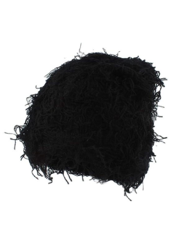 Distressed Beanie for Women Y2k Fuzzy Slouchy Skull Hip Hop Beanie Winter Soft Warm Ski Hats Unisex