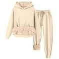 thumbnail image 1 of qolati Fall Winter Outfits for Women 2024 Fleece Pajamas Warm Sherpa Lined Lounge Sets Cozy Fuzzy Pullover Hooded Sweatshirt Joggers Sweatsuit, 1 of 7