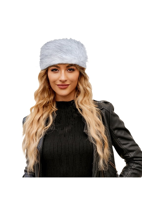 Faux Fur Hat for Women Mongolian Hat Puffy Pompom Hat Winter Warm Trapper Bomber Hat for Casual, Trips, Sports, Skiing