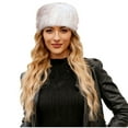 thumbnail image 1 of qolati Faux Fur Hat for Women Mongolian Hat Puffy Pompom Hat Winter Warm Trapper Bomber Hat for Casual, Trips, Sports, Skiing, 1 of 3