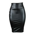 thumbnail image 1 of qolati Faux Leather Pencil Skirt for Women Stretchy Slim Fit High Waist Midi Skirts 2024 Bodycon Ruched Front Office Work Skirts, 1 of 6