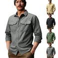 thumbnail image 1 of qolati Fishing Shirt for Men Sun Protection Long Sleeve Button Down Shirts Quick Dry Dressy Casual Work Tops Lightweight Travel Hiking Blouses with Pockets Khaki XXXXL, 1 of 9