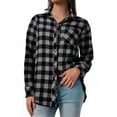 thumbnail image 1 of qolati Flannel Plaid Button Down Shirts for Women Long Sleeve Collared Checkered Blouse Tops Business Casual Work Outfits with Chest Pocket, 1 of 1