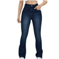 thumbnail image 1 of qolati Flare Jeans for Women Stretch Hight Waist Bootcuts Pants Casual Soft Denim Trousers Fashion Wide Leg Flare Bell Bottom Pants Womens Jeans, 1 of 7