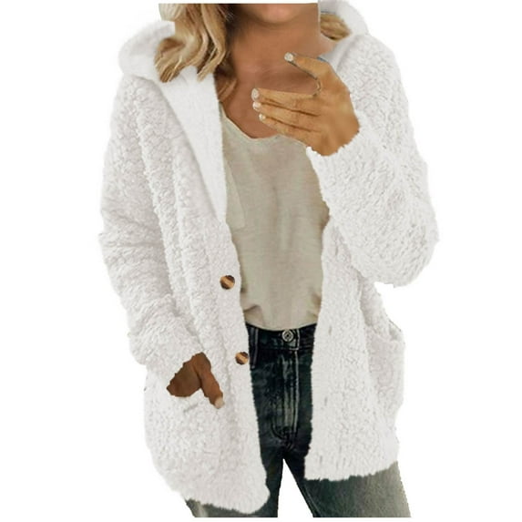 qolati Fleece Jacket Women Fuzzy Zip Up Coats with Pockets Oversized Winter Warm Sweatshirt Sherpa Teddy Coat Loose Casual Hoodies 2024