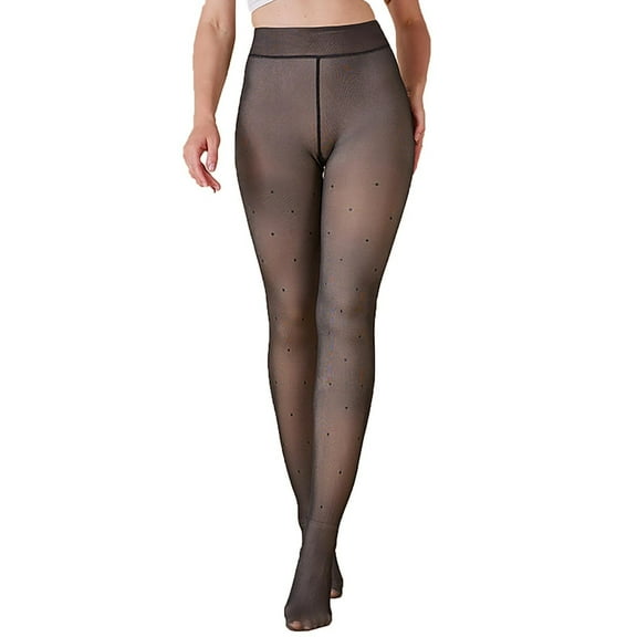 qolati Fleece Lined Tights for Women Plus Size Thick Thermal Pantyhose Leggings Warm Winter Sheer Tights Fake Translucent