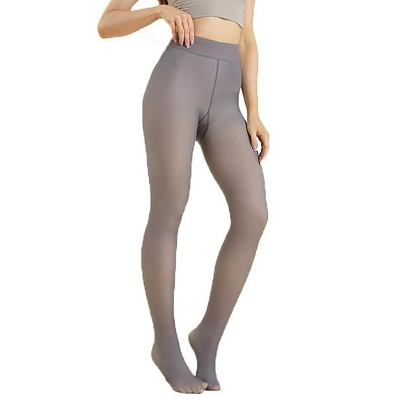 qolati Fleece Lined Tights for Women Sheer Winter Warm High Waist Thermal Tights Fake Translucent Leggings