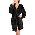 thumbnail image 1 of qolati Fleece Robe for Women Mid Length Bathrobe Belted Solid Color Plush Kimonos Robe with Pockets Soft Winter Warm Spas Robes, 1 of 1