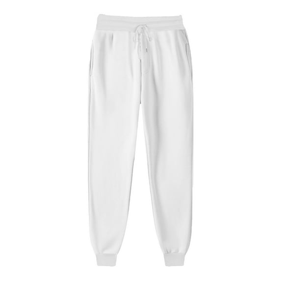 qolati Fleece Sweatpants Women Drawstring Baggy Cinch Bottom Pants Casual Workout Fit Joggers Trousers with Pockets White M 6