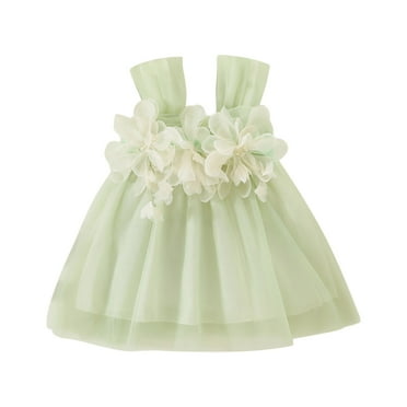 qolati Flower Dress for Toddler Baby Girls Layered Tulle Tutus Princess Dress Floral Lace Sleeveless Party Dresses 1st Birthday Outfit