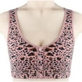 thumbnail image 1 of qolati Front Closure Sports Bras Women Comfortable Leopard Print Front Buckle Plus Size Wireless Gathered Bra Breathable Convenient Seamless Everyday Sleep Bras, 1 of 7
