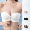 thumbnail image 1 of qolati Front Closure Strapless Bras for Women Wireless Tube Bralette Comfy Soft Push Up Bandeau Bras,Coffee,M, 1 of 6