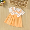 thumbnail image 1 of qolati Girl Summer Dresses Ruffle Short Sleeve Crew Neck Playwear Sundress Flower Print Swing Birthday Party Casual Cotton Dresses 0-3 Years, 1 of 9