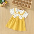 thumbnail image 1 of qolati Girl Summer Dresses Ruffle Short Sleeve Crew Neck Playwear Sundress Flower Print Swing Birthday Party Casual Cotton Dresses 0-3 Years, 1 of 3