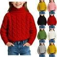 thumbnail image 1 of qolati Girls Christmas Sweaters Kids Turtleneck Mock Neck Long Sleeve Pullover Sweater Cable Knit Fall Winter Jumper Tops Yellow 8 Years, 1 of 7